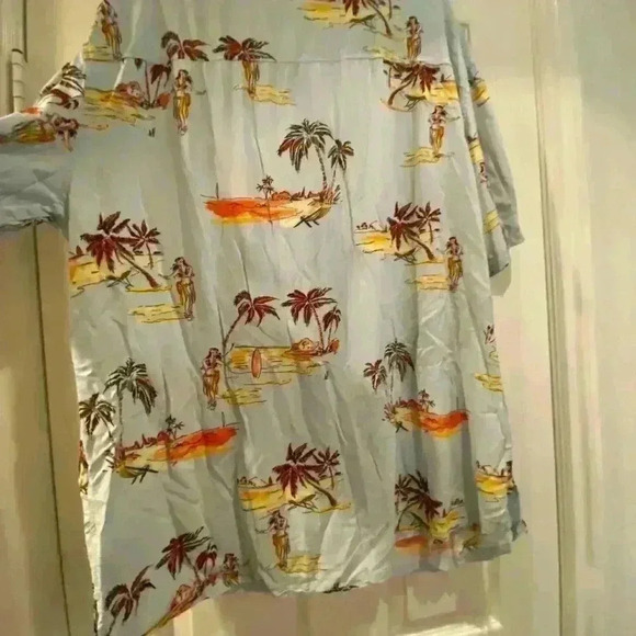 Men’s Hawaiian Short Sleeve Button Down Shirt Palm Trees Hula Dancer XXL Rayon - Picture 7 of 8